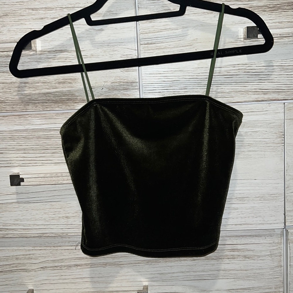 Shein green velvet crop top